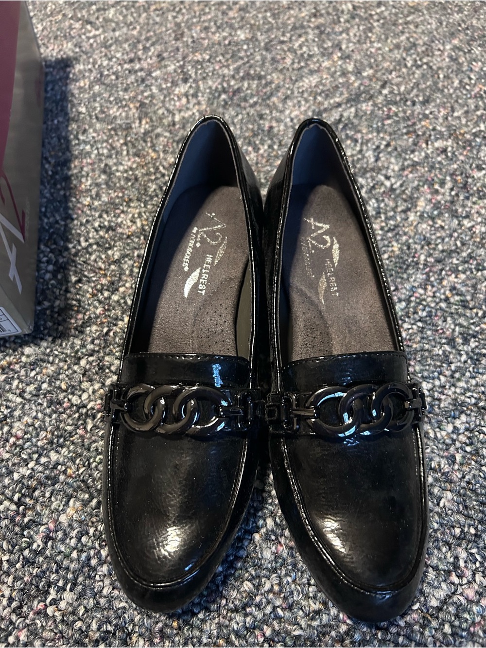 A2 By Aerosoles Women's Black Patent Chain-Accent Loafers